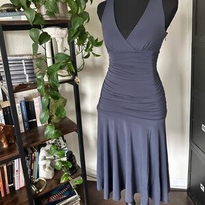 BCBGMaxAzria Sleeveless Blue Midi Dress